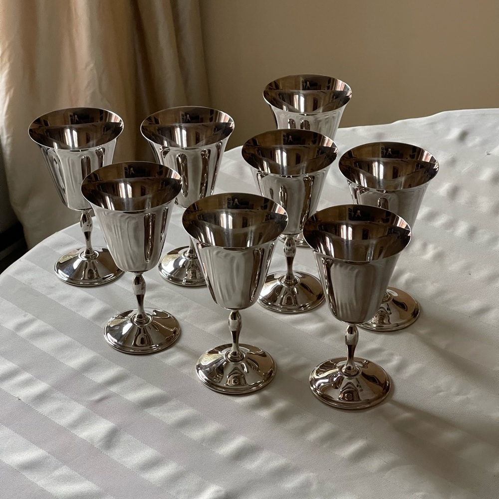 Silver plated Wine glasses Goblet Set x8 - Picture 2 of 6